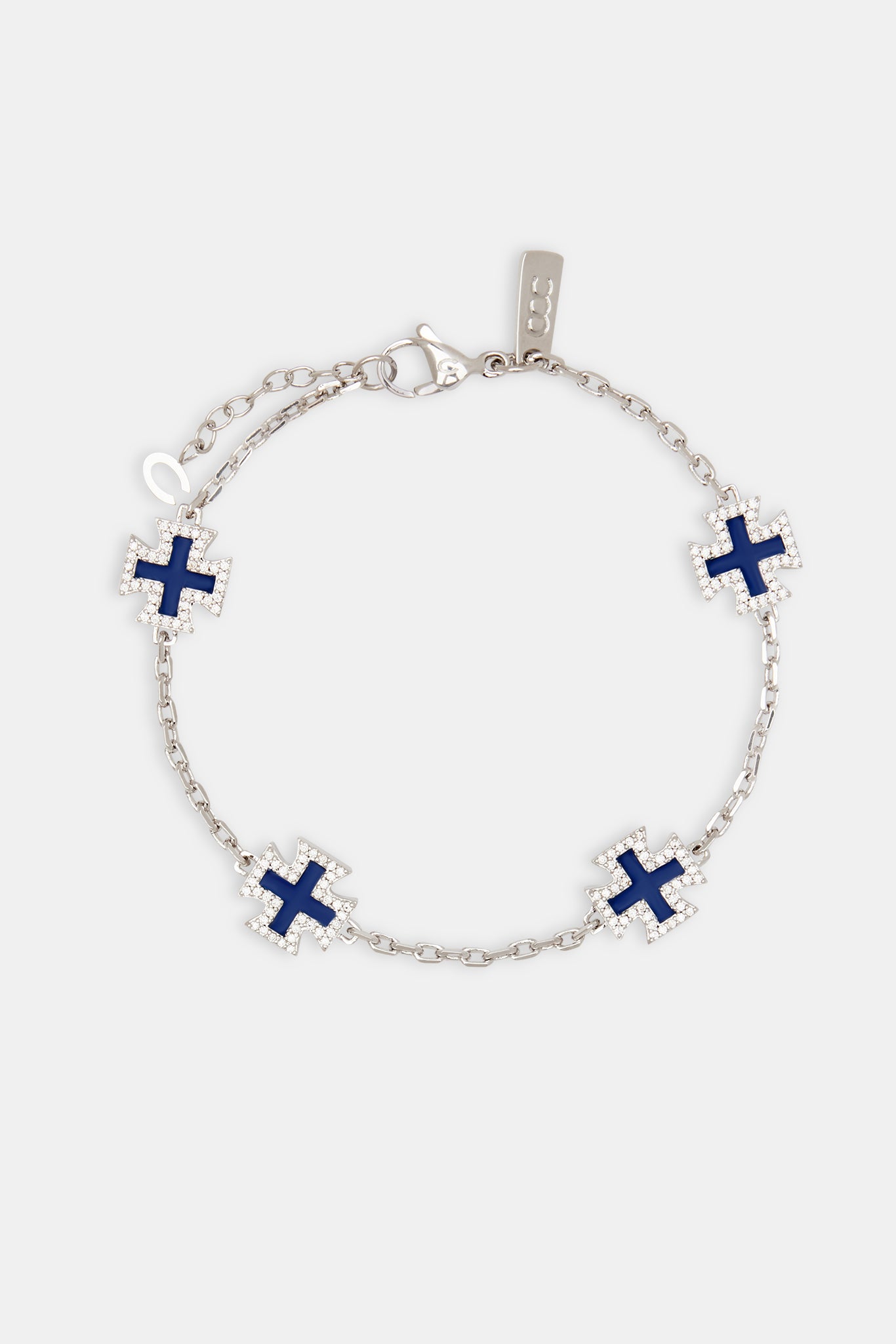 Blaues Emaille-Armband mit Kreuzmotiv – 12 mm